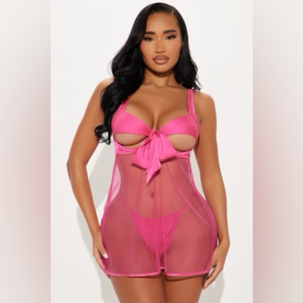 Abby Bow Tie Front Babydoll - Pink